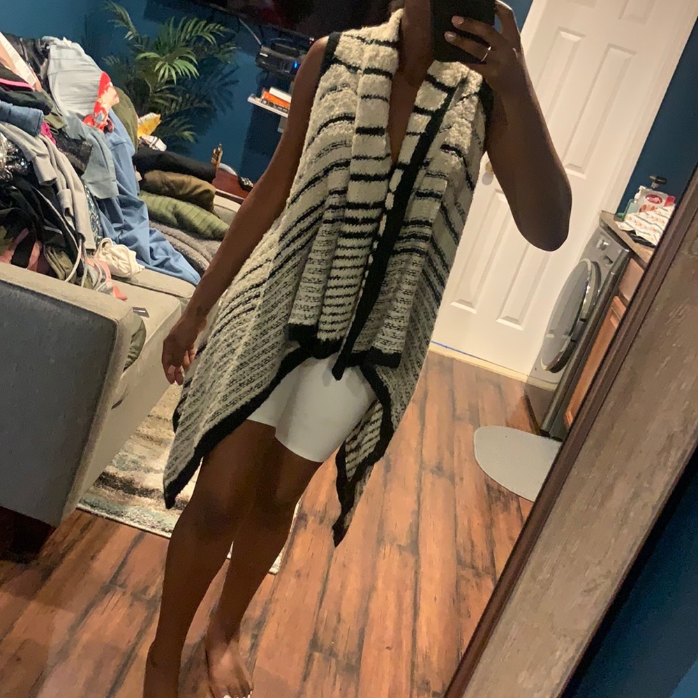 White and black wool vest